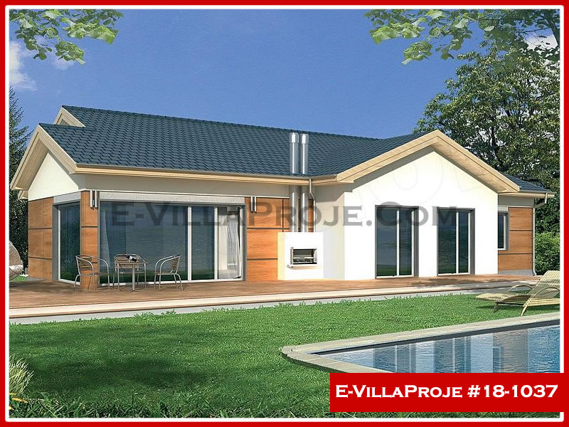 183 m² Tek Katlı 5+1 Çiftlik Çelik Konstrüksiyon Villa (Ev Villa Proje #18 - 1037) Cephe Görünümü ve Kat Planı