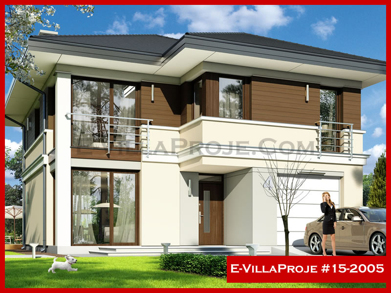 184 m² 2 Katlı (Dubleks) 5+1 Modern Çelik Konstrüksiyon Villa (Ev Villa Proje #15 - 2005) Cephe Görünümü ve Kat Planı