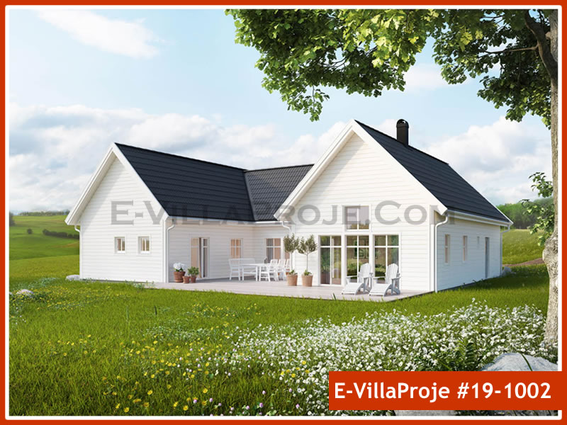 187 m² Tek Katlı 5+1 Amerikan Çelik Konstrüksiyon Villa (Ev Villa Proje #19 - 1002) Cephe Görünümü ve Kat Planı
