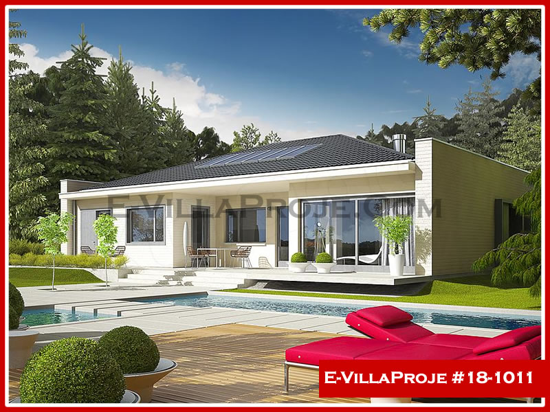 189 m² Tek Katlı 5+1 Taş Çelik Konstrüksiyon Villa (Ev Villa Proje #18 - 1011) Cephe Görünümü ve Kat Planı