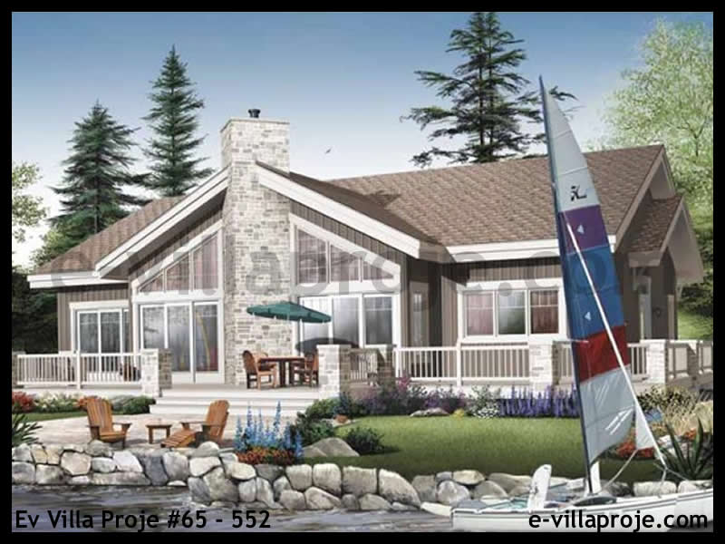 194 m² Tek Katlı 5+1 Çiftlik Çelik Konstrüksiyon Villa (Ev Villa Proje #65 - 552) Cephe Görünümü ve Kat Planı