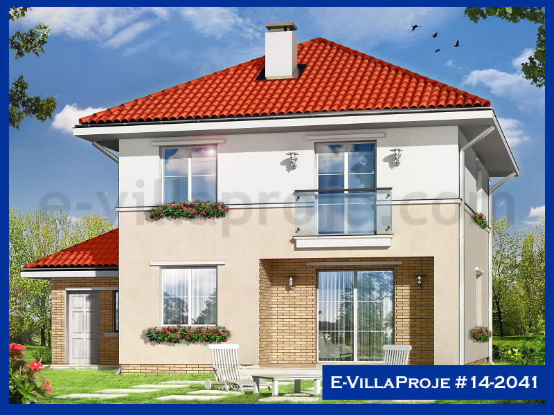 195 m² 2 Katlı (Dubleks) 5+1 Modern Çelik Konstrüksiyon Villa (Ev Villa Proje #14 - 2041) Cephe Görünümü ve Kat Planı