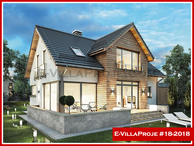 196 m² 2 Katlı (Dubleks) 5+1 Özel Tasarım  Proje Çelik Konstrüksiyon Villa (Ev Villa Proje #18 - 2018) Cephe Görünümü ve Kat Planı