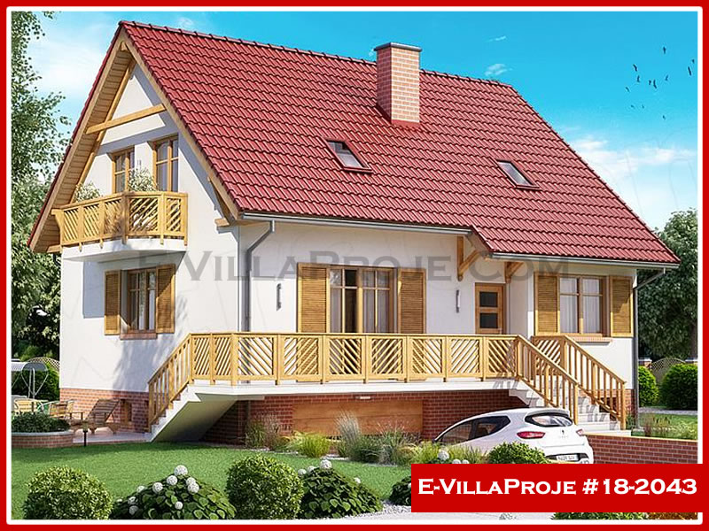 197 m² 2 Katlı (Dubleks) 5+1 Amerikan Çelik Konstrüksiyon Villa (Ev Villa Proje #18 - 2043) Cephe Görünümü ve Kat Planı