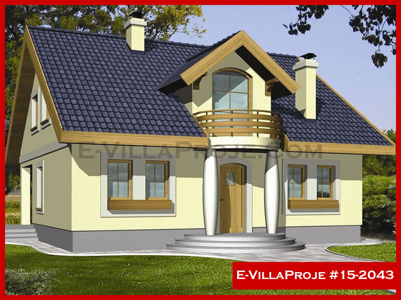 200 m² 2 Katlı (Dubleks) 5+1 Amerikan Çelik Konstrüksiyon Villa (Ev Villa Proje #15 - 2043) Cephe Görünümü ve Kat Planı