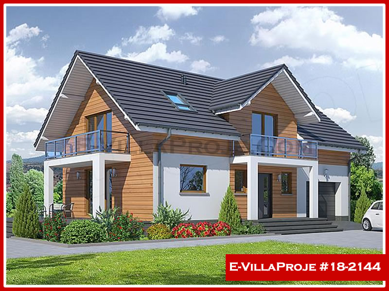 200 m² 2 Katlı (Dubleks) 5+1 Amerikan Çelik Konstrüksiyon Villa (Ev Villa Proje #18 - 2144) Cephe Görünümü ve Kat Planı