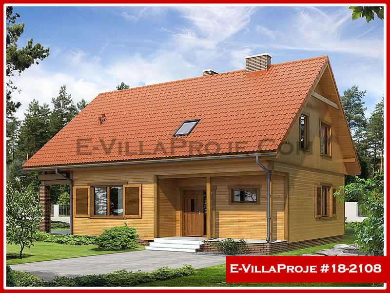 202 m² 2 Katlı (Dubleks) 5+1 Ahşap Çelik Konstrüksiyon Villa (Ev Villa Proje #18 - 2108) Cephe Görünümü ve Kat Planı