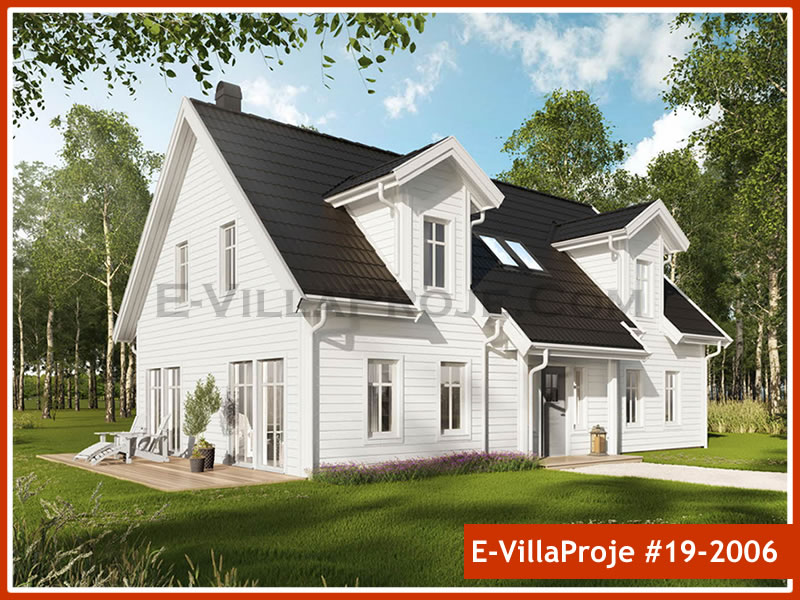 203 m² 2 Katlı (Dubleks) 5+1 Akdeniz Çelik Konstrüksiyon Villa (Ev Villa Proje #19 - 2006) Cephe Görünümü ve Kat Planı