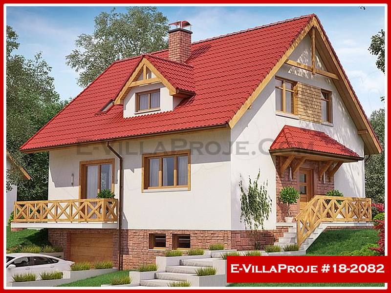 204 m² 2 Katlı (Dubleks) 5+1 Çiftlik Çelik Konstrüksiyon Villa (Ev Villa Proje #18 - 2082) Cephe Görünümü ve Kat Planı