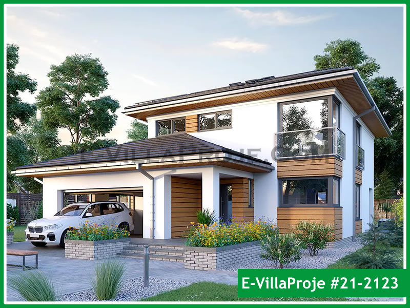 204 m² 2 Katlı (Dubleks) 5+1 Ekonomik Çelik Konstrüksiyon Villa (Ev Villa Proje #21 - 2123) Cephe Görünümü ve Kat Planı