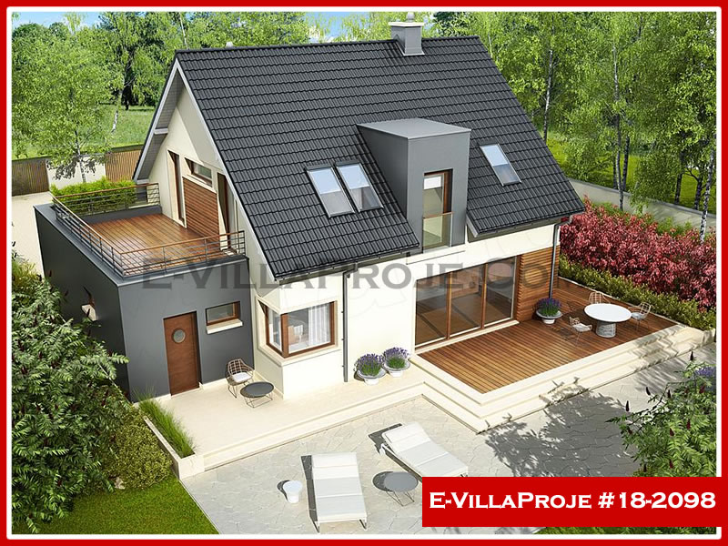 205 m² 2 Katlı (Dubleks) 5+1 Amerikan Çelik Konstrüksiyon Villa (Ev Villa Proje #18 - 2098) Cephe Görünümü ve Kat Planı