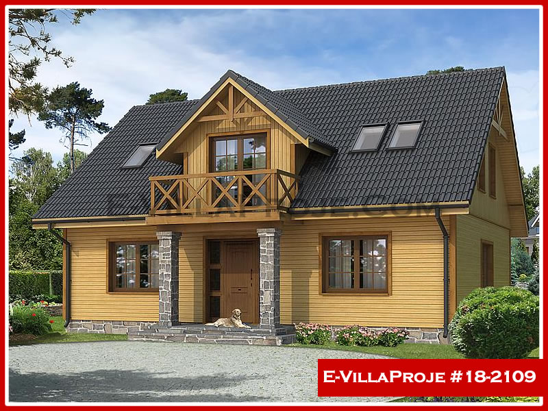 206 m² 2 Katlı (Dubleks) 5+1 Amerikan Çelik Konstrüksiyon Villa (Ev Villa Proje #18 - 2109) Cephe Görünümü ve Kat Planı
