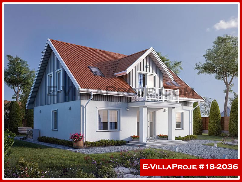 206 m² 2 Katlı (Dubleks) 5+1 Özel Tasarım  Proje Çelik Konstrüksiyon Villa (Ev Villa Proje #18 - 2036) Cephe Görünümü ve Kat Planı