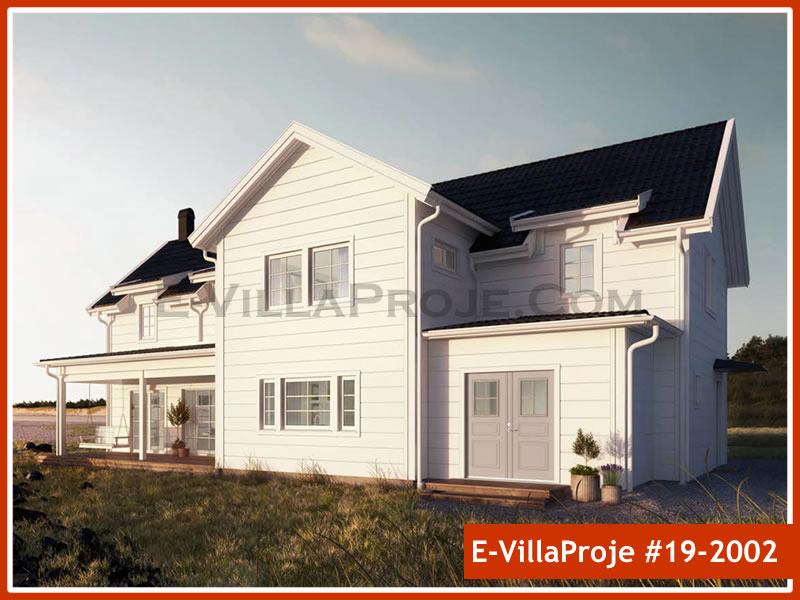 207 m² 2 Katlı (Dubleks) 5+1 Taş Çelik Konstrüksiyon Villa (Ev Villa Proje #19 - 2002) Cephe Görünümü ve Kat Planı