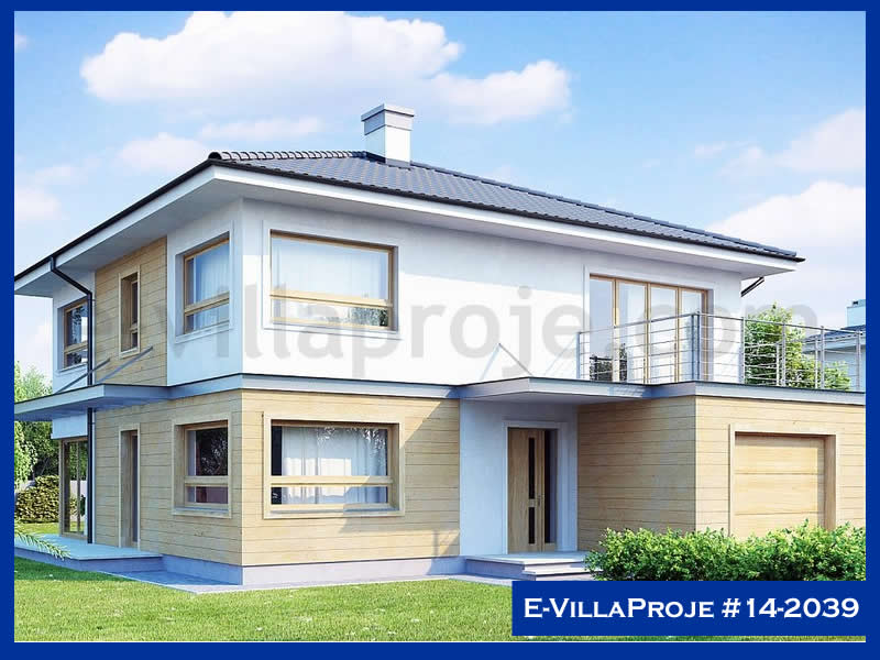 207 m² 2 Katlı (Dubleks) 5+1 Modern Çelik Konstrüksiyon Villa (Ev Villa Proje #14 - 2039) Cephe Görünümü ve Kat Planı