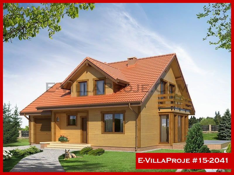 210 m² 2 Katlı (Dubleks) 5+1 Ahşap Çelik Konstrüksiyon Villa (Ev Villa Proje #15 - 2041) Cephe Görünümü ve Kat Planı