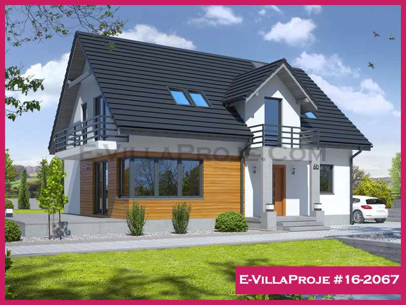 212 m² 2 Katlı (Dubleks) 5+1 Taş Çelik Konstrüksiyon Villa (Ev Villa Proje #16 - 2067) Cephe Görünümü ve Kat Planı