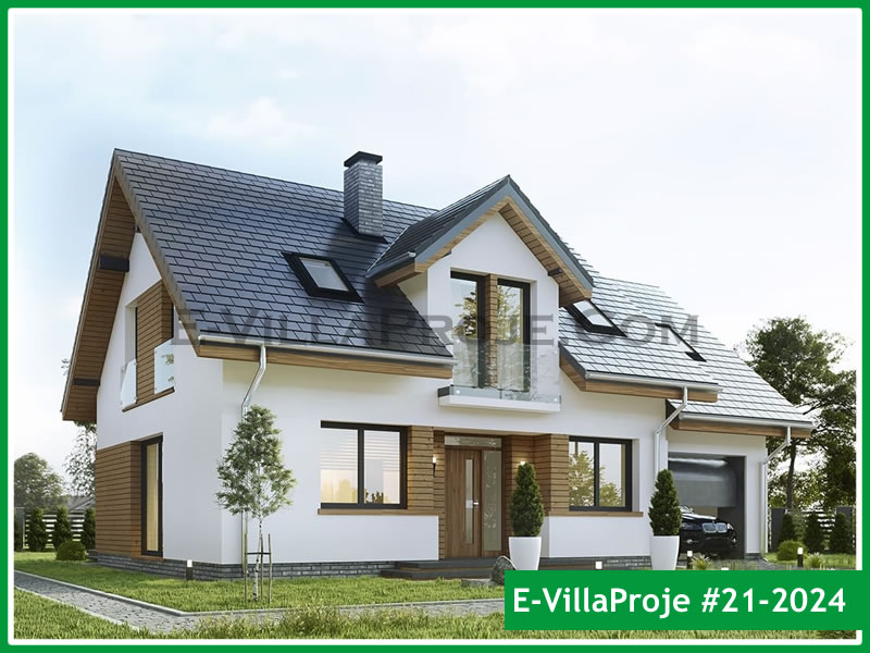 213 m² 2 Katlı (Dubleks) 5+1 Amerikan Çelik Konstrüksiyon Villa (Ev Villa Proje #21 - 2024) Cephe Görünümü ve Kat Planı