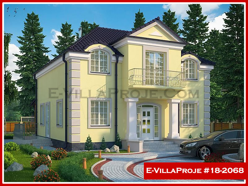 213 m² 2 Katlı (Dubleks) 5+1 Özel Tasarım  Proje Çelik Konstrüksiyon Villa (Ev Villa Proje #18 - 2068) Cephe Görünümü ve Kat Planı