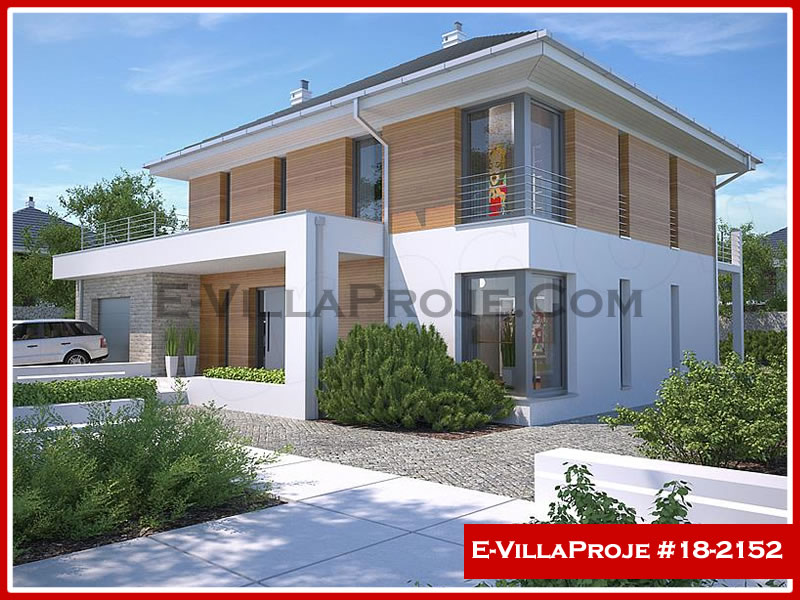 214 m² 2 Katlı (Dubleks) 5+1 Özel Tasarım  Proje Çelik Konstrüksiyon Villa (Ev Villa Proje #18 - 2152) Cephe Görünümü ve Kat Planı