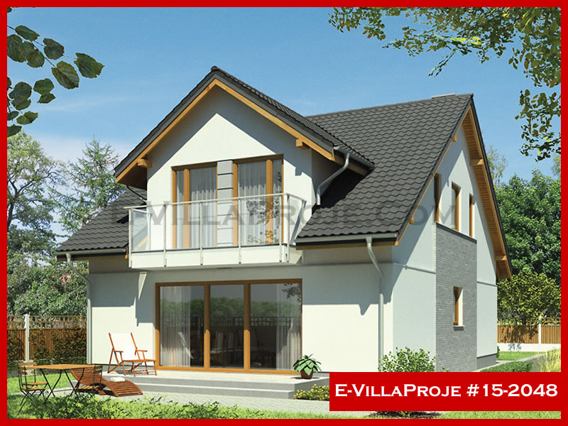 216 m² 2 Katlı (Dubleks) 5+1 Modern Çelik Konstrüksiyon Villa (Ev Villa Proje #15 - 2048) Cephe Görünümü ve Kat Planı