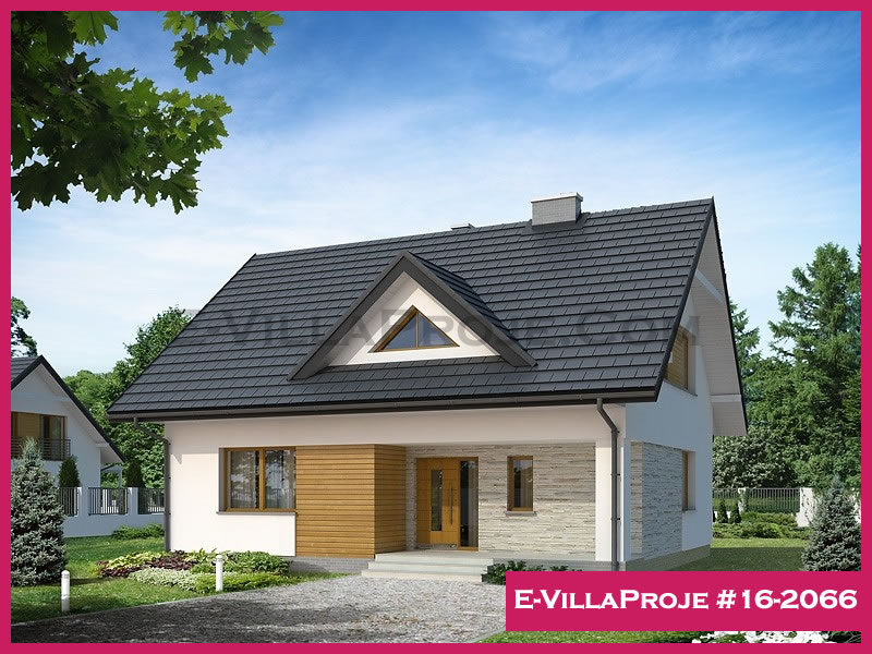 218 m² 2 Katlı (Dubleks) 5+1 Amerikan Çelik Konstrüksiyon Villa (Ev Villa Proje #16 - 2066) Cephe Görünümü ve Kat Planı