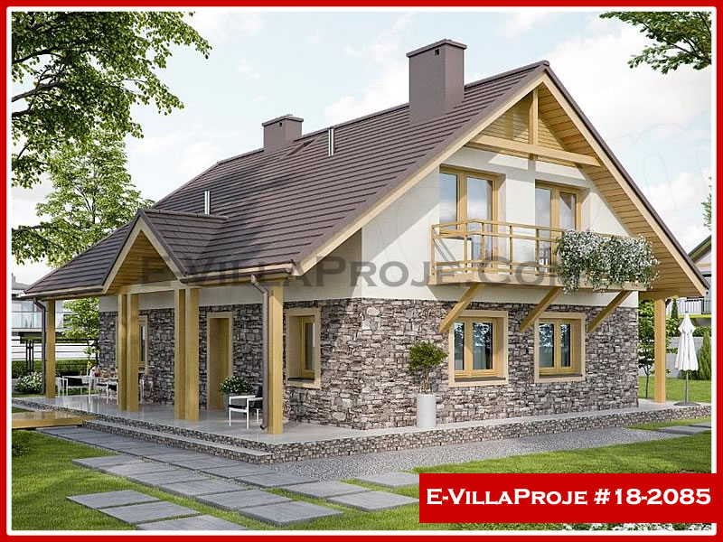 218 m² 2 Katlı (Dubleks) 5+1 Modern Çelik Konstrüksiyon Villa (Ev Villa Proje #18 - 2085) Cephe Görünümü ve Kat Planı