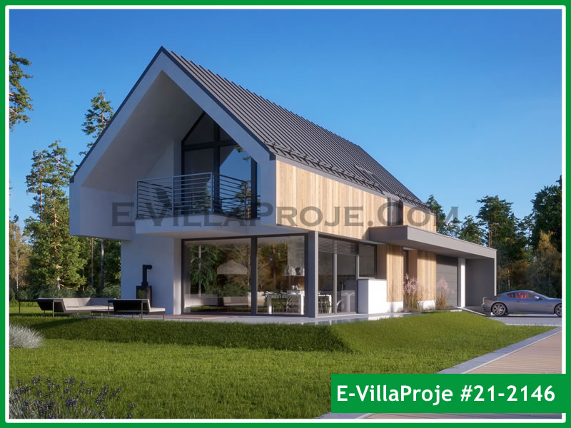 219 m² 2 Katlı (Dubleks) 5+1 Çiftlik Çelik Konstrüksiyon Villa (Ev Villa Proje #21 - 2146) Cephe Görünümü ve Kat Planı