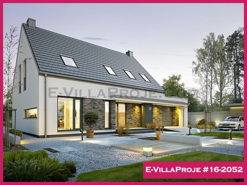 219 m² 2 Katlı (Dubleks) 5+1 Modern Çelik Konstrüksiyon Villa (Ev Villa Proje #16 - 2052) Cephe Görünümü ve Kat Planı