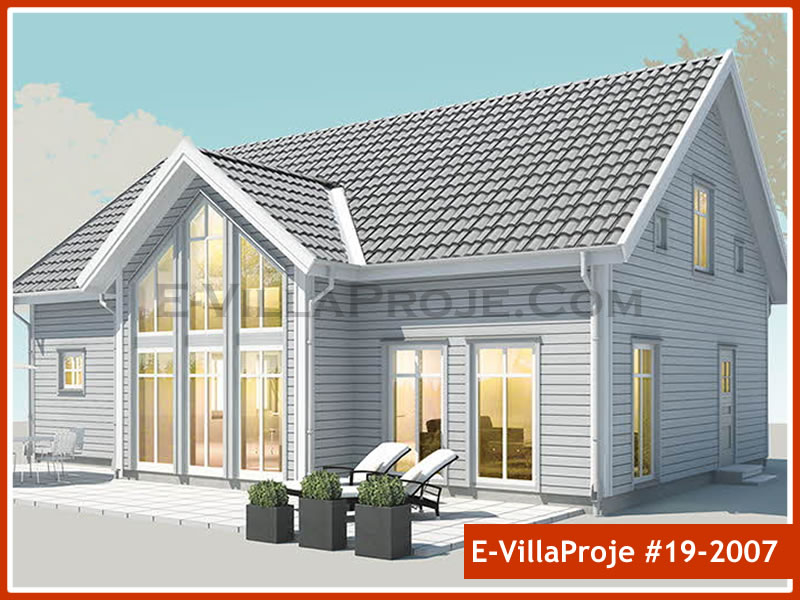 222 m² 2 Katlı (Dubleks) 5+1 Amerikan Çelik Konstrüksiyon Villa (Ev Villa Proje #19 - 2007) Cephe Görünümü ve Kat Planı