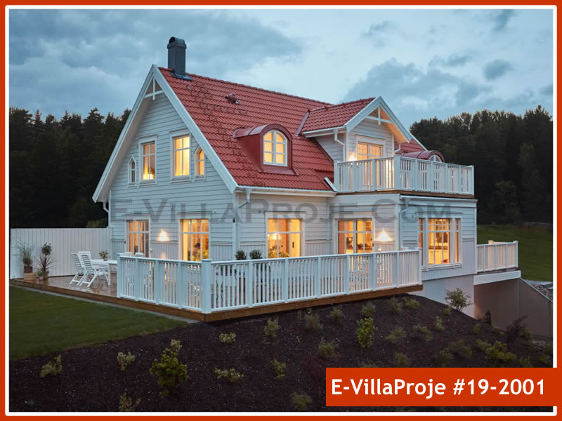 226 m² 2 Katlı (Dubleks) 5+1 Amerikan Çelik Konstrüksiyon Villa (Ev Villa Proje #19 - 2001) Cephe Görünümü ve Kat Planı