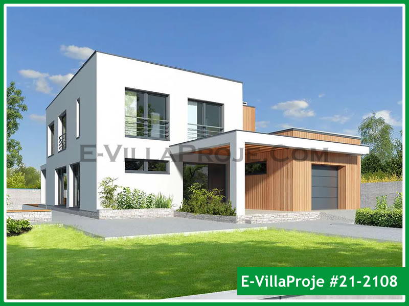 230 m² 2 Katlı (Dubleks) 5+1 Modern Çelik Konstrüksiyon Villa (Ev Villa Proje #21 - 2108) Cephe Görünümü ve Kat Planı