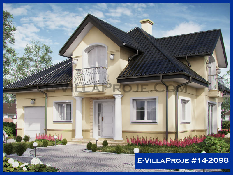 230 m² 2 Katlı (Dubleks) 5+1 Özel Tasarım  Proje Çelik Konstrüksiyon Villa (Ev Villa Proje #14 - 2098) Cephe Görünümü ve Kat Planı