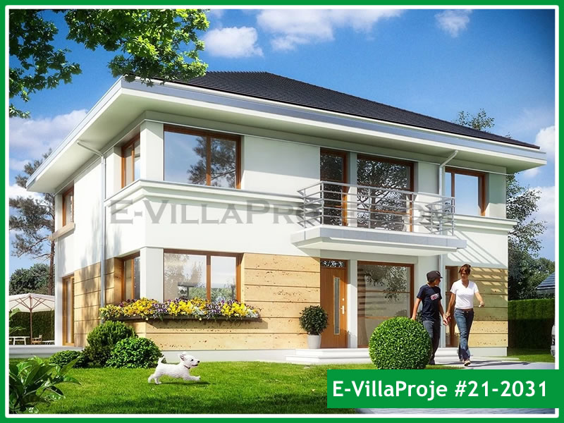 236 m² 2 Katlı (Dubleks) 5+1 Ekonomik Çelik Konstrüksiyon Villa (Ev Villa Proje #21 - 2031) Cephe Görünümü ve Kat Planı