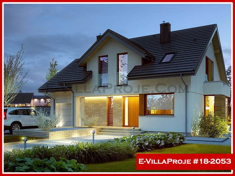 236 m² 2 Katlı (Dubleks) 5+1 Modern Çelik Konstrüksiyon Villa (Ev Villa Proje #18 - 2053) Cephe Görünümü ve Kat Planı