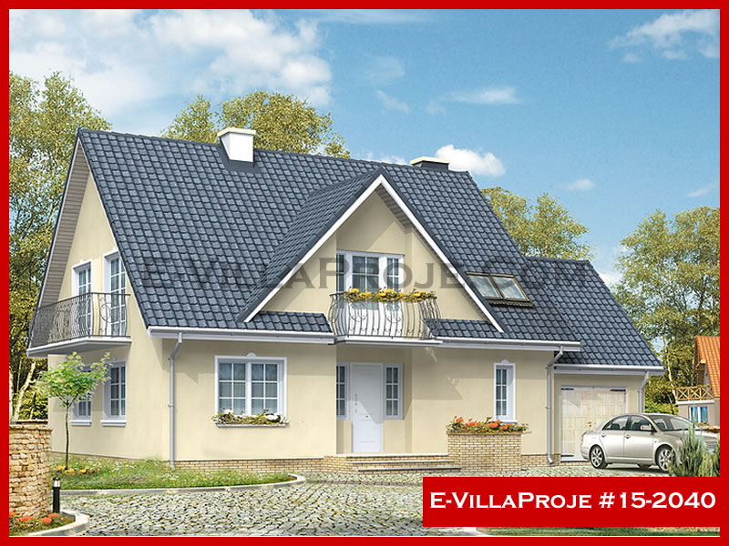 237 m² 2 Katlı (Dubleks) 5+1 Amerikan Çelik Konstrüksiyon Villa (Ev Villa Proje #15 - 2040) Cephe Görünümü ve Kat Planı