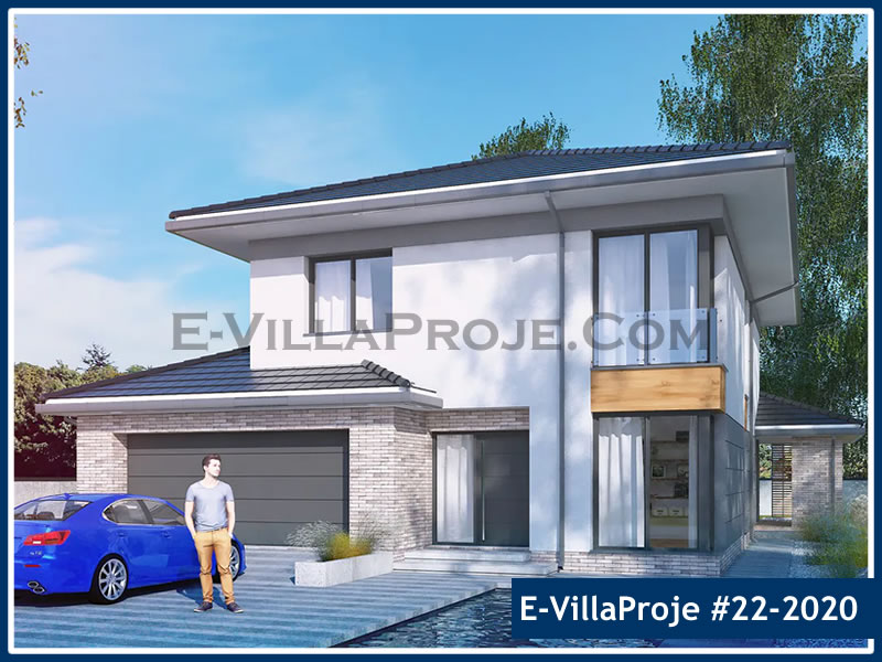 238 m² 2 Katlı (Dubleks) 5+1 Ekonomik Çelik Konstrüksiyon Villa (Ev Villa Proje #22 - 2020) Cephe Görünümü ve Kat Planı