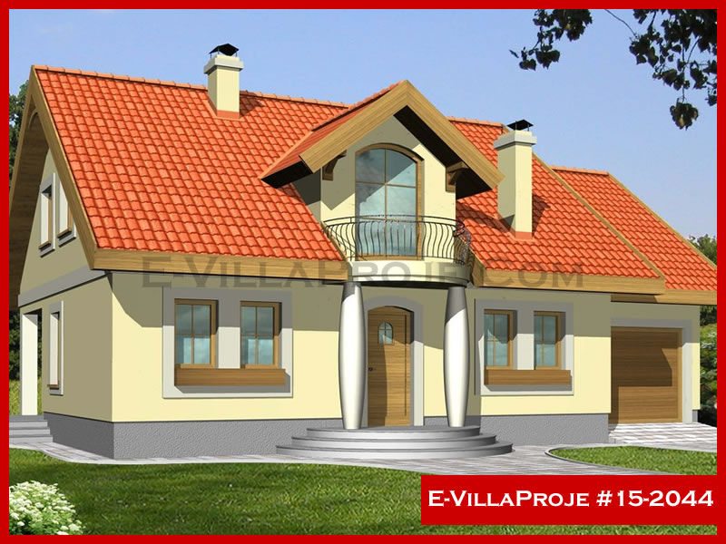 240 m² 2 Katlı (Dubleks) 5+1 Amerikan Çelik Konstrüksiyon Villa (Ev Villa Proje #15 - 2044) Cephe Görünümü ve Kat Planı