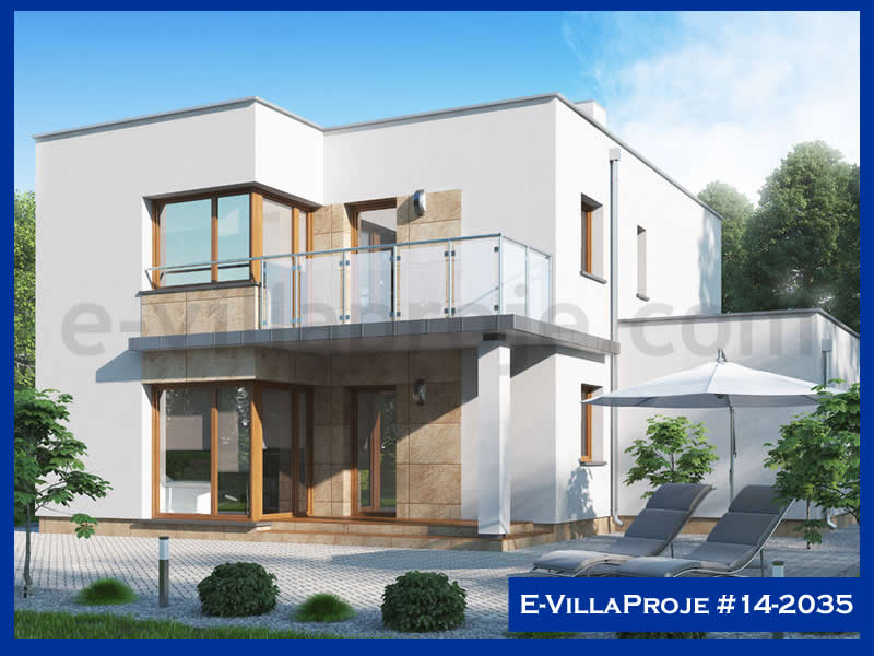 241 m² 2 Katlı (Dubleks) 5+1 Modern Çelik Konstrüksiyon Villa (Ev Villa Proje #14 - 2035) Cephe Görünümü ve Kat Planı