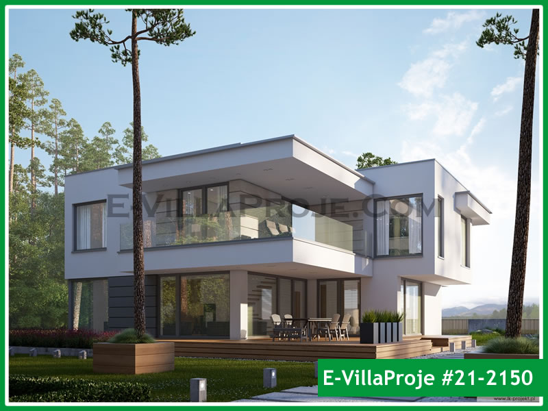 241 m² 2 Katlı (Dubleks) 5+1 Modern Çelik Konstrüksiyon Villa (Ev Villa Proje #21 - 2150) Cephe Görünümü ve Kat Planı