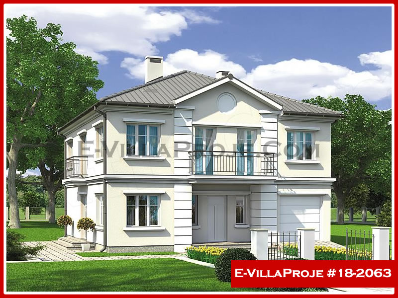 241 m² 2 Katlı (Dubleks) 5+1 Özel Tasarım  Proje Çelik Konstrüksiyon Villa (Ev Villa Proje #18 - 2063) Cephe Görünümü ve Kat Planı