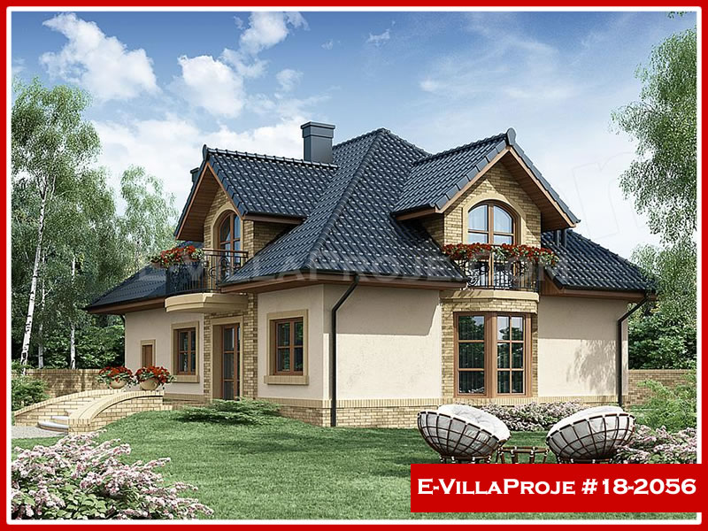 248 m² 2 Katlı (Dubleks) 5+1 Amerikan Çelik Konstrüksiyon Villa (Ev Villa Proje #18 - 2056) Cephe Görünümü ve Kat Planı