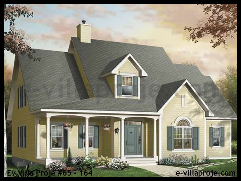 249 m² 2 Katlı (Dubleks) 5+1 Geleneksel Çelik Konstrüksiyon Villa (Ev Villa Proje #65 - 164) Cephe Görünümü ve Kat Planı