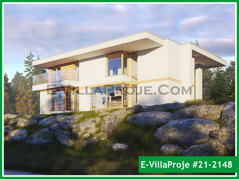 251 m² 2 Katlı (Dubleks) 5+1 Modern Çelik Konstrüksiyon Villa (Ev Villa Proje #21 - 2148) Cephe Görünümü ve Kat Planı