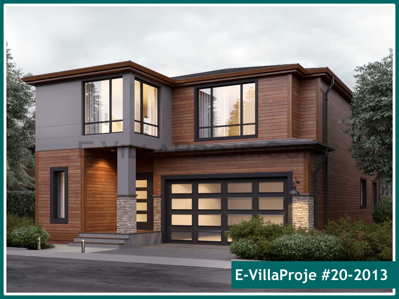 252 m² 2 Katlı (Dubleks) 5+1 Ahşap Çelik Konstrüksiyon Villa (Ev Villa Proje #20 - 2013) Cephe Görünümü ve Kat Planı
