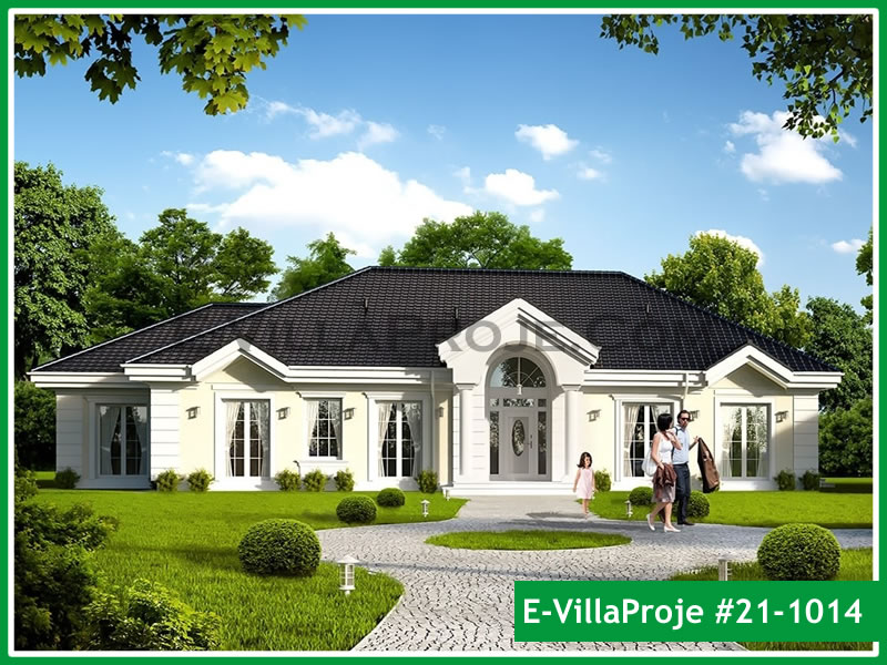 253 m² Tek Katlı 5+1 Modern Çelik Konstrüksiyon Villa (Ev Villa Proje #21 - 1014) Cephe Görünümü ve Kat Planı