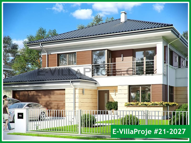 257 m² 2 Katlı (Dubleks) 5+1 Geleneksel Çelik Konstrüksiyon Villa (Ev Villa Proje #21 - 2027) Cephe Görünümü ve Kat Planı
