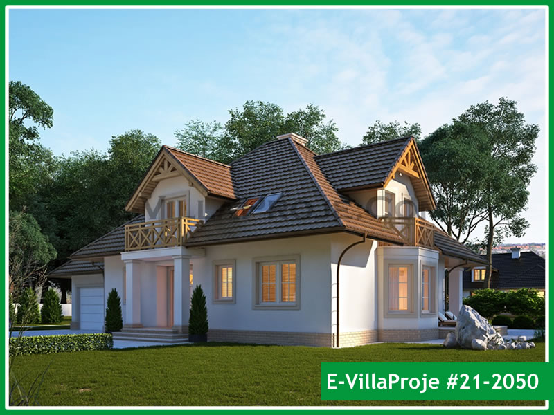 273 m² 2 Katlı (Dubleks) 5+1 Amerikan Çelik Konstrüksiyon Villa (Ev Villa Proje #21 - 2050) Cephe Görünümü ve Kat Planı