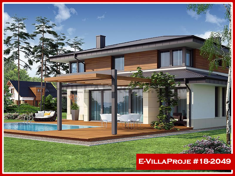306 m² 2 Katlı (Dubleks) 5+1 Havuzlu Çelik Konstrüksiyon Villa (Ev Villa Proje #18 - 2049) Cephe Görünümü ve Kat Planı