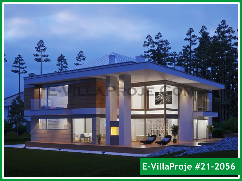 348 m² 2 Katlı (Dubleks) 5+1 Geleneksel Çelik Konstrüksiyon Villa (Ev Villa Proje #21 - 2056) Cephe Görünümü ve Kat Planı